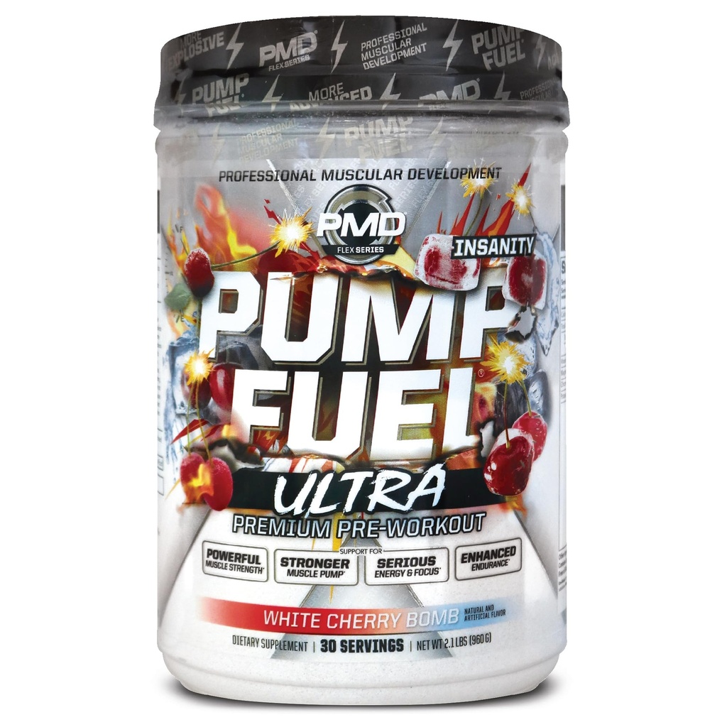 PMD Sports Pump Yakıt Insanlığı - Premium Pre Workout Toz & Muscle Pump, Greater Focus, Endurance & Recovery, Premium Kreine, Arginine & Beta Alanine - Cherry Bombsicle (30 hizmet)