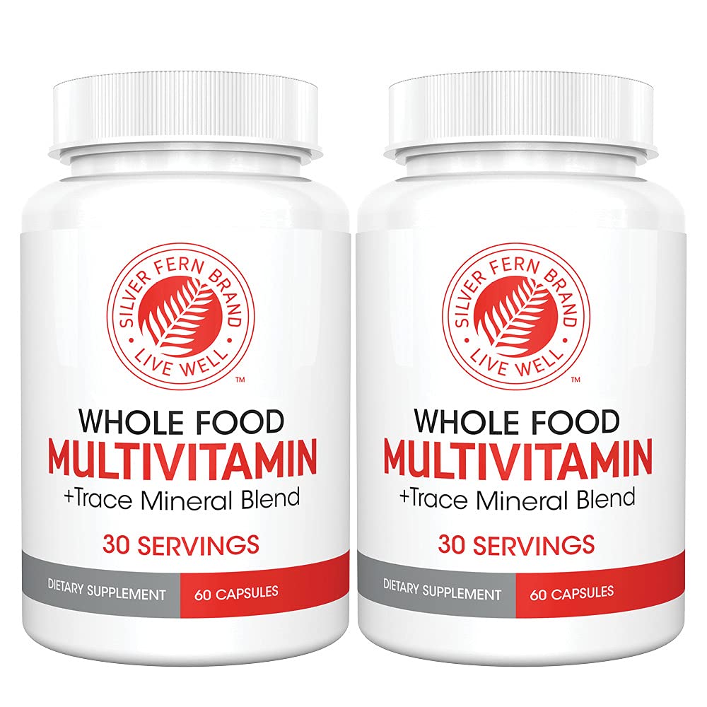 Silver Fern Whole Food Daily Multi w/Trace Mineral Ölçeği - 2 Şişe - 60 Vegicaps Her - 60 Gün Supply - Natural, Non-GMO, Vegan, Erkekler ve Kadınlar için Çokvitamin - Zero Sentetikler