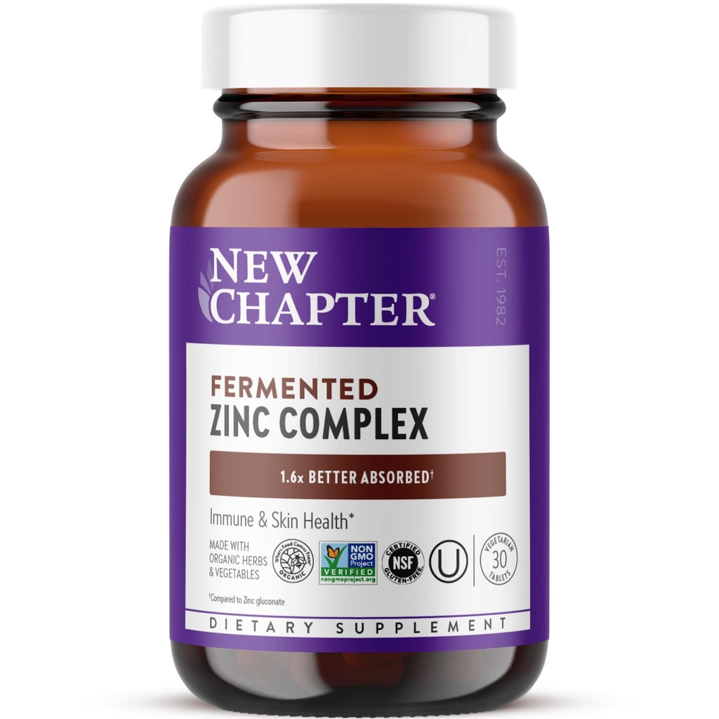 Yeni Bölüm Çinko Supplement, Fermented çinko Kompleksi, Immune Support + Skin Health, Mineral-Balancing Formula Rich in Copper, Easy to Swallow & Digest, 30 Count (1 ay Supply)