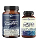 Magnezyum Glycinate 400 mg (120ct) & Magnezyum Citrate 500 MG (60ct) | Yüksek Aborpsiyon, Calm, Rahatlama, Digestion & Muscle Support | Non-GMO Vitamin ve Mineral Planlama