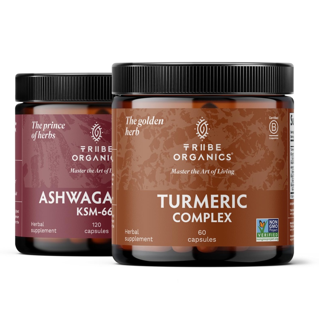 TRIBE ORGANICS Balance Duo - KSM-66 Ashwagandha 120ct + Turmeric Curcumin C3 Kompleksi 120ct