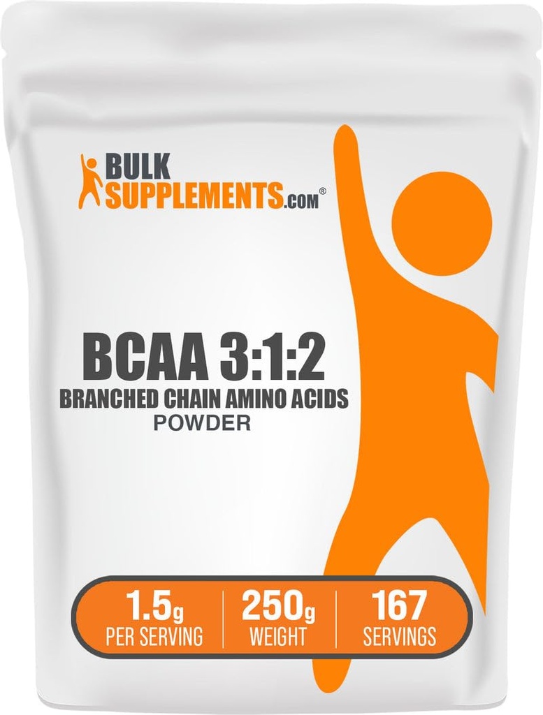 BulkSupplements.com BCAA 3:1:2 Toz - BCAA Supplements, Branşlı Zincir Amino Asits Toz - Unflavored & Gluten Free, 1.5g per Service, 250g (8.8 oz) (Polonya Kombinasyonu)