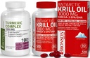 Bronson Turmeric Curcumin with BioPerine High Potency Premium Ortak Destek + Bronson Antarktika Krill Oil 1000 mg with Omega-3s EPA, DHA