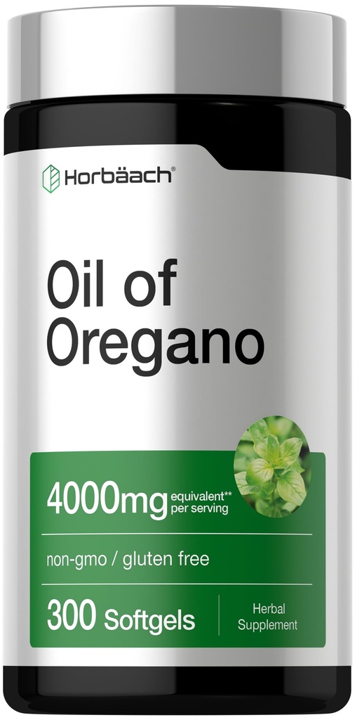 Horbäach Oregano Oil | 4000 mg | 300 Softgel Capsules | Doğal Occurring Carvacrol Pills | Non-GMO ve Gluten Ücretsiz Ekstraksiyon Tamamlayıcı