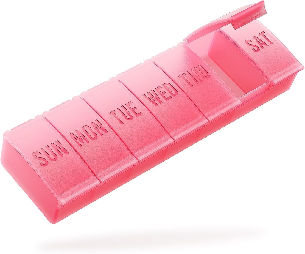 Barhon Pill Organizer Büyük, Haftalık Tıp Pill Organizers, 7 Günlük Pills Box Vaka Büyük Vitamin Supplements Fish Oil, Red