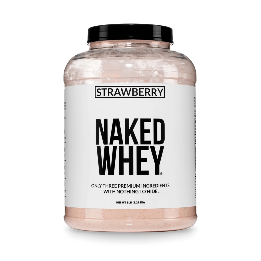 NAKED Strawberry Whey proteini - All Natural Grass Fed Whey Protein Toz + kuru Strawberries + Coconut Sugar- 5lb Bulk, GMO-Free, Soy Free, Gluten Free. Aid Muscle & Recovery - 61 Servisler