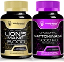 WELLNESS LABSRX Lions Mane Supplement Capsules with Nattokinase Capsules |