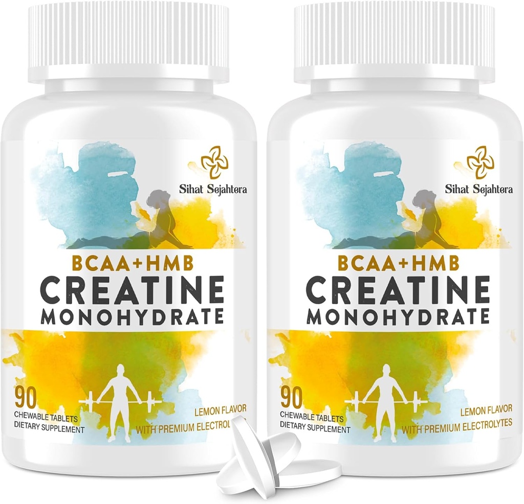 8-in-1 BCAA & HMB ile Monohidrat, Erkekler ve Kadınlar için 5000 mg, Kas, Kurtarma, Endurance & Strength, High Abxia, Lemon Flavor, Sugar-Free, 180 Tabletler