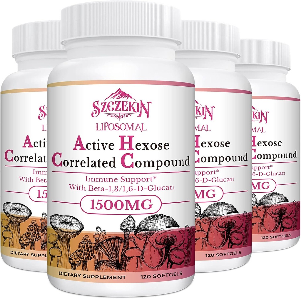 1500 mg Liposomal Active Hexose Corlev Supplement,480 Soft Gels Beta-Glucans with Natural Mushroom Extract, Immune System, Liver Function, Keep T-Cell & Killer Hücre Aktivitesi