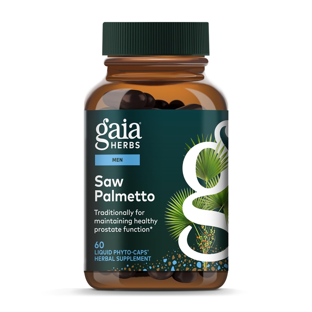 Gaia Herbs Palmetto - Erkekler için sağlıklı Prostate Fonksiyonlar - Contains Saw Palmetto ve Sunflower Seed Lecithin Erkeklerin Sağlığını Desteklemek için - 60 Vegan Sıvı Phyto-Capsules (30-Day Supply)