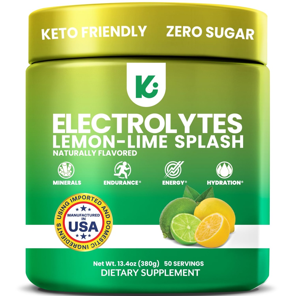 Keppi Electrolytes Toz - Limon Lime Flavor 50 Hizmet - Pyumyum, Magnezyum, sodyum - Keto, Vegan, Fasting-Friendly, Zero Calorie Electrolyte