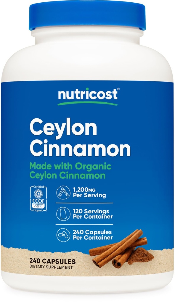 Nutricost Cinnamon Capsules (240 Capsules) hizmet başına 1200 mg - Gluten-Free