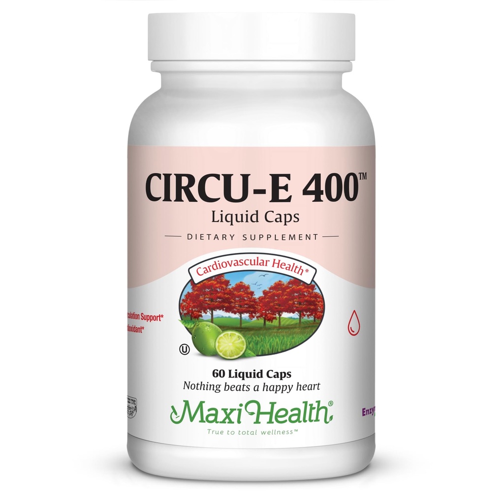 Maxi Health Circu-E 400 IU - Doğal Vitamin E - Vücut Savunma Sistemi Desteği - 60 Capsules - Kosher