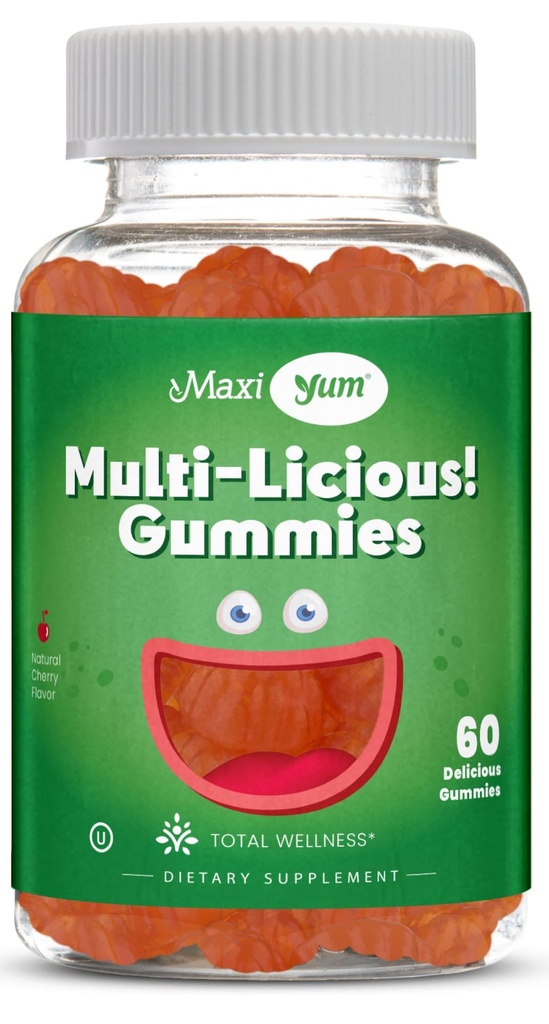 Maxi Health Multivitamin Gummies Vitamins for Adults & Kids - Cherry Flavored Gummy Multivitamins - 60 Vitamin Gummies for Women and Men - Daily Multi Vitamin Womens & Mens Multivitamins Gummies