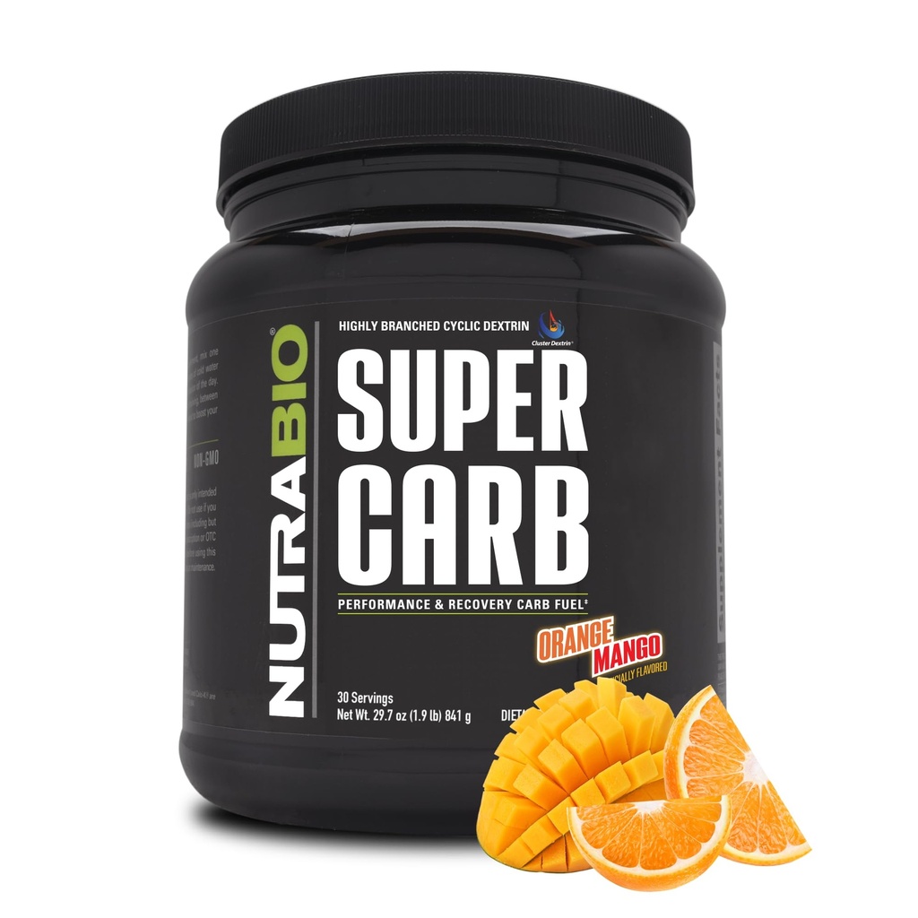 NutraBio Super Carb, Carbohidrat Toz Kombine Dextrin & Electrolytes, Advanced Carb Supplement Toz for Workout Yakıt, Performans ve Kas Kurtarma, Cyclic Dextrin, Orange Mango, 30 Sv