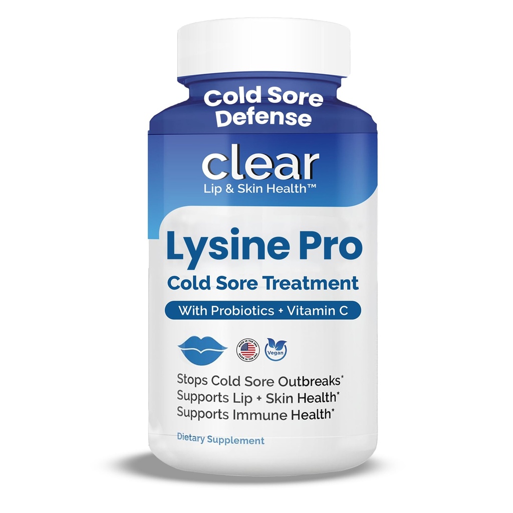Lysine Cold Sore Treatment for Lips – Lactobacillus Rhamnosus, Acidofilius ve C vitamini ile – Cold Sore Supplement for Lip & Skin Health, Immune Support & Prevention – 360 Capsules