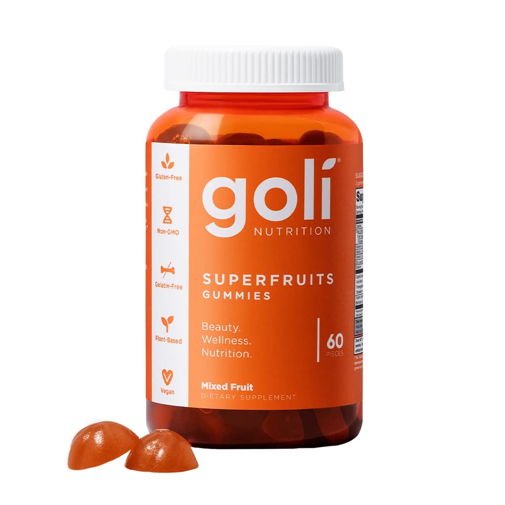 Goli Beslenme Supplement, SuperFruits Beauty Gummy Vitamin - 60 Kont - Collagen-Promoting Materialss - Karma Meyve, Vegan, Plant-Based, Non-GMO, Gluten-Free & Gelatin Free