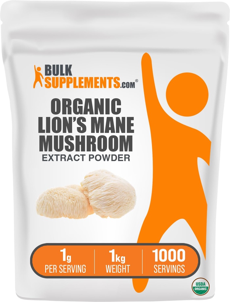 BulkSupplements.com Organik Lion's Mane Mushroom Extract Toz - Lions Mane Supplement Toz, Lion's Mane Extract - Mushroom Supplement, 1000 mg per Service, 5 (11kg lbs) (Pazarlama için 5 (11kg lbs) (Pazarlama için 5 (11kg lbs)