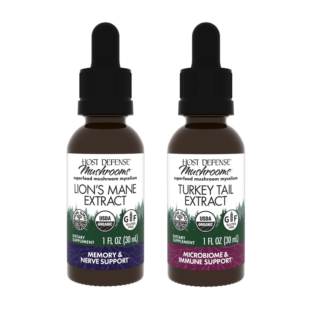 Host Defense Sche with Lion's Mane Extract, 1 fl oz & Türkiye Tail Extract, 1 fl oz - Support Brain Health, Memory & Focus - Support Digestive Health & Immune Response*