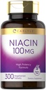 Carlyle Niacin 100 mg | 300 Vejetaryen Tabletler | Non-GMO, Gluten Free | High Potency Formula