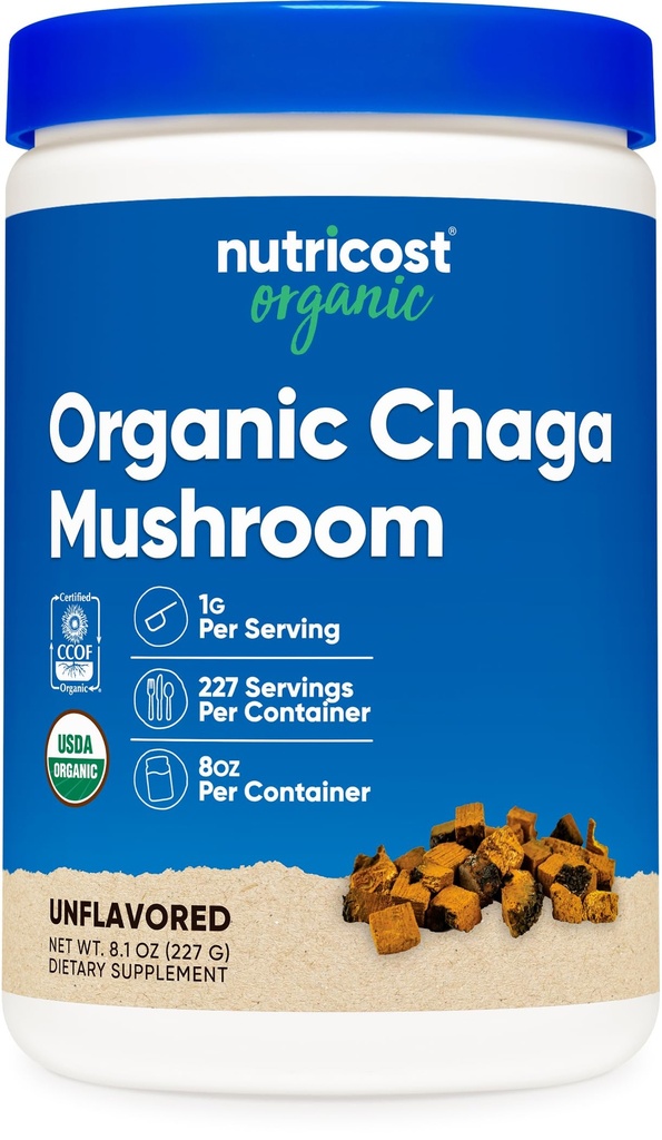 Nutricost 100% Organik Chaga Mushroom Toz 8oz (227 Hizmet) - sertifikalı USDA Organik, Gluten Free & Non-GMO