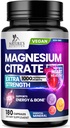 Magnezyum Citrate Supplement Pills 1000 mg - 3X Güçlü Magnezyum Kemik, Kas, Kalp, Doğa Erkekler ve Kadınlar için Uyku Desteği, Vegan Mag Mineral, ABD'de Şişelenmiş 180 Capsules