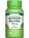Nature's Truth Ginkgo Biloba 120mg | Plus Bacopa | 100 Hızlı Yayın Kapsülleri | Standartlaştırılmış Tür | Non-GMO ve Gluten Free Supplement Supplement