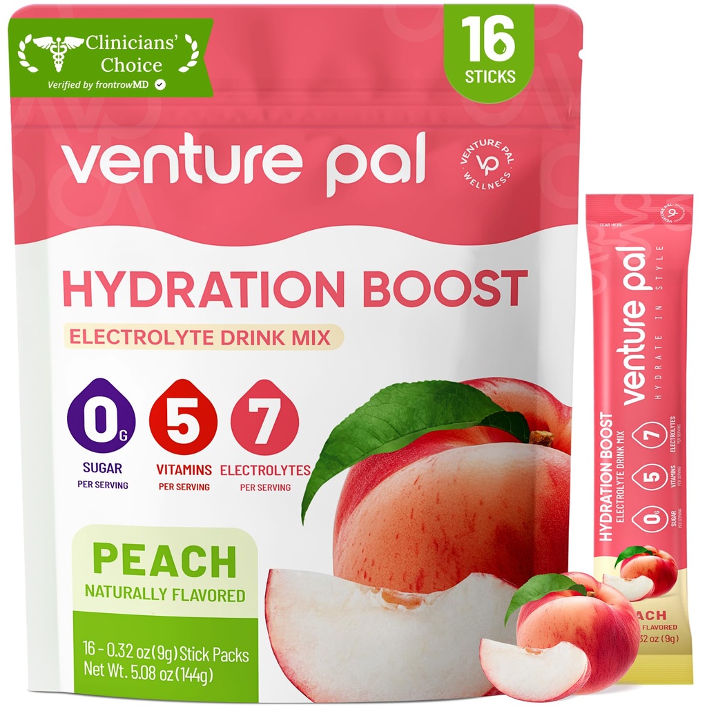 Venture Pal Sugar Free Electrolyte Toz Paketleri - Sıvı Günlük IV Hydration Packets | Elektrolytes 5 Vitamin ve 7 Electrolytes | Hua Friendly | Non-GMO | sertifikalı Vegan | 16 Sticks