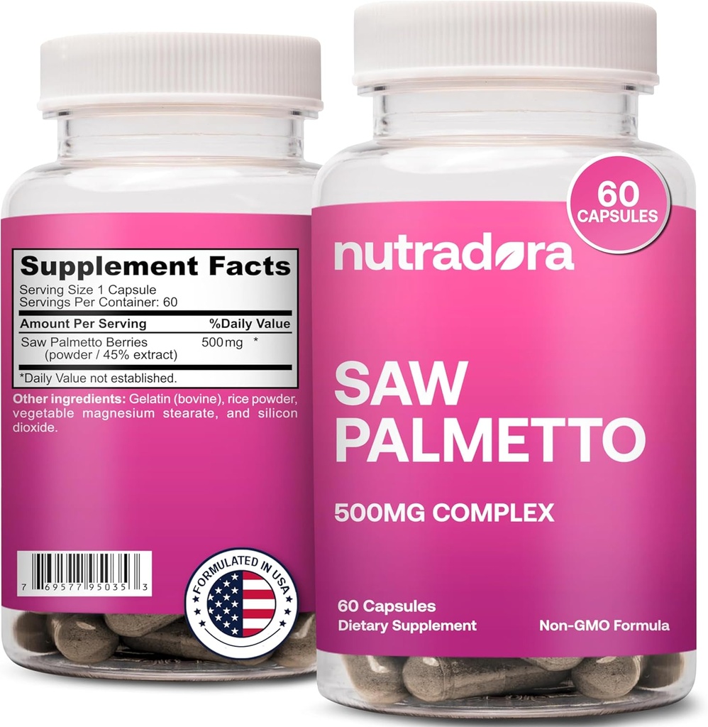 Saw Palmetto for Women - Natural DHT Blocker Hair Growth Pills Made with Organic Saw Palmetto Extract Berries Supports Hormonal Balance & Urinary Health Pure Saw Palmetto for Women Hair Loss| 60 Pills