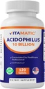 Vitamatic acidofilius Probiyotik - 10 Milyar CFU - 5X Potency - Daily Probiyotik Supplement, Supports Digestive Health - 120 Tablets