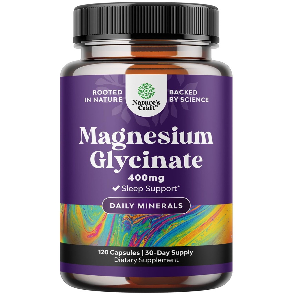 Pure Magnesium Glycinate 400mg Capsules, Chelated - 120ct