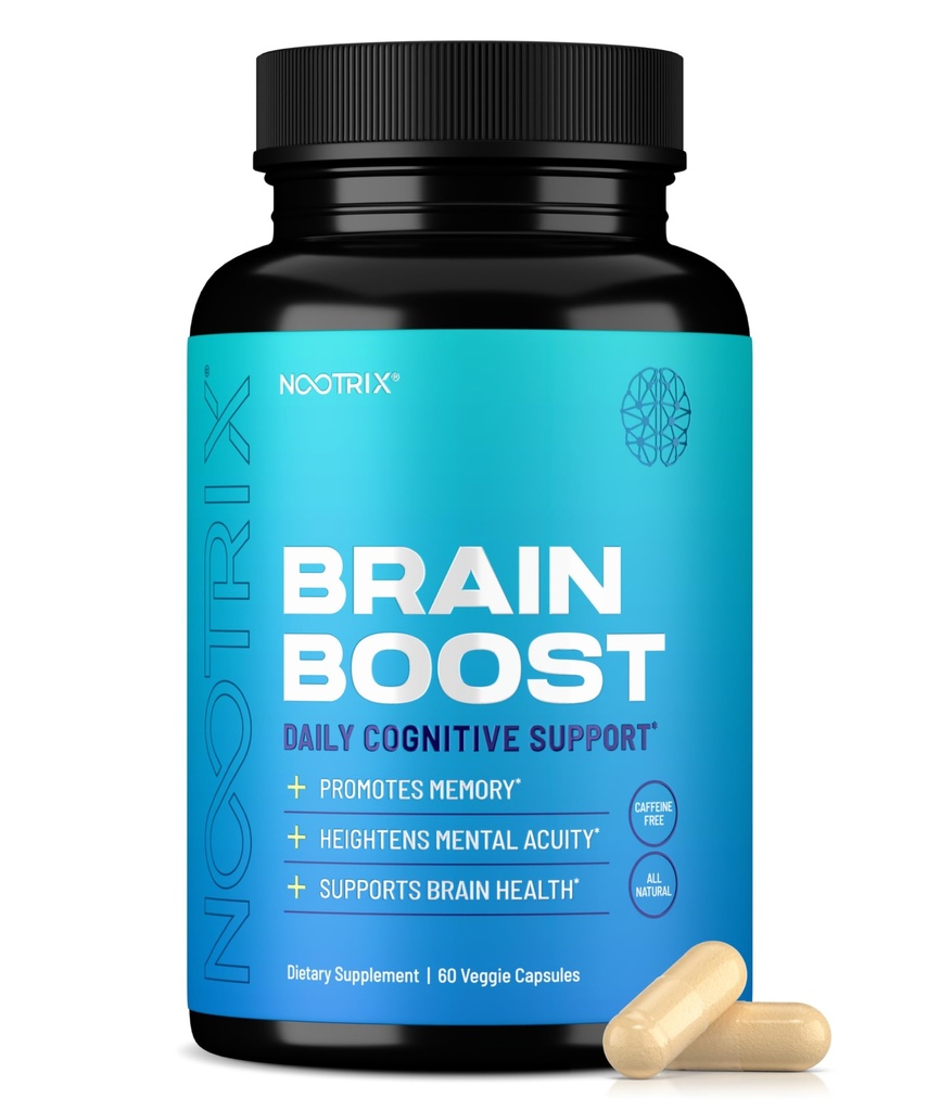 Nootrix Brain Boost Nootropic Supplement | Supports Memory, mental Focus, Cognitive Health & Energy | Sağlıklı Mood & Brain Function | Ginkgo Biloba & DMAE | 60 Capsules