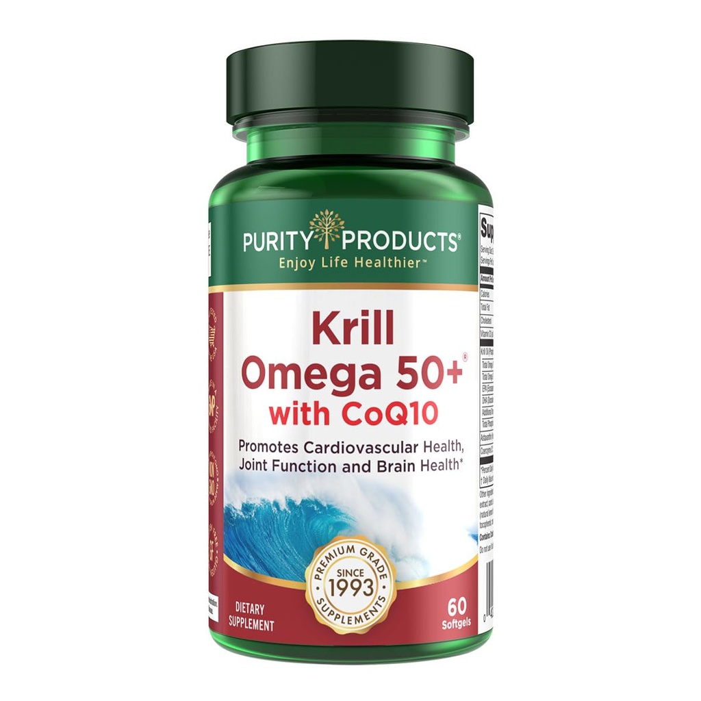 Krill Omega 50 Plus w / CoQ10, Yüksek Ürünlerden - 1300 mg Krill Oil ve Fish Oil Assembly - 100 mg CoQ10 - 500 mg Natural Astaxanthin - Ortak, Beyin Sağlığı ve daha fazlası için Destek - 60 Mini Softgels