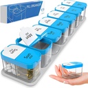 Ekstra Büyük Haftalık Pill Organizer - XL Daily Pill Box - 7 Day Am Pm Pill Case Jumbo Pill Container for Supplements Big Pill Number Two A Day Overscale (Mavi/Beyaz)