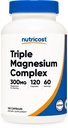 Nutricost Triple Magnezyum Kompleksi (300 mg, 120 Capsules) - Di-Magnesium Malate, Bisglycinate ve Citrate, 60 Hizmet