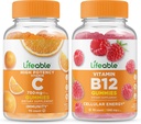 Lifeable Vitamin C 750 mg + Vitamin B12, Gummies Sche - Great Tasting, Vitamin Supplement, Gluten Free, GMO Free, Chewable Gummy
