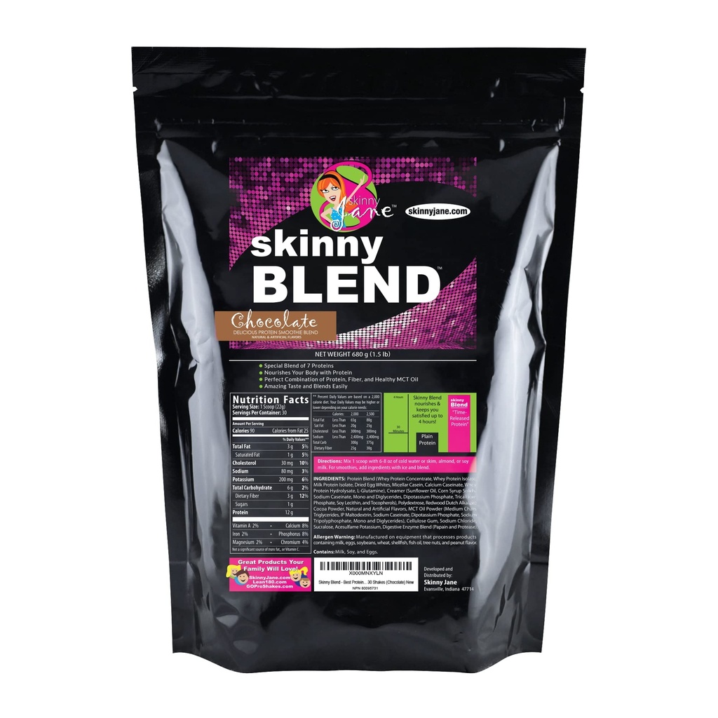 Skinny Blend - Kadınlar için En İyi Tasting High Protein Shake - Satisfying Low Carb Mealchange - Keto-Friendly Kahvaltı veya Snack - Sağlıklı Smoothie - 30 Delicious Shakes - Chocolate