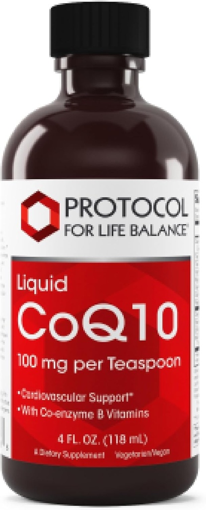 PROTOCOL FOR LIFE BALANCE Liquid CoQ10 - For Heart Health - Antioksis Beslenme Supplement - B6 & B12 - NAD & D-Ribose - Enerji Üretimi - 4 fl ozz