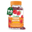 Yaşamılabilir Gençler Biotin 1000006 Gummies | Vitamin B7 | Vegan Biotin Supplement | Saç Büyümesi için Büyük Tasting Biotin Gummies | Sağlıklı Skin ve Nails | Biotin Vitaminleri | Gençler için | 90 Gummies