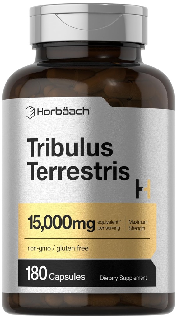 Horbäach Tribulus Terrestris for Men 15000 mg | 180 Capsules | Maksimum Güçlü | Non-GMO, Gluten Free Extract Supplement Supplement Supplement Supplement
