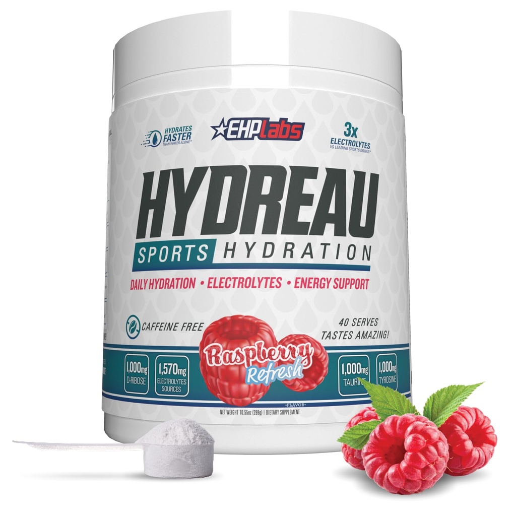 EHP Laboratuvarları Hydreau Electrolytes Toz No Sugar - Endurance & Energy için Hydration Toz - Erkekler ve Kadınlar için Elektrolyte Toz - Sugar Free Electrolytes - Raspberry Reno (40 Serves)