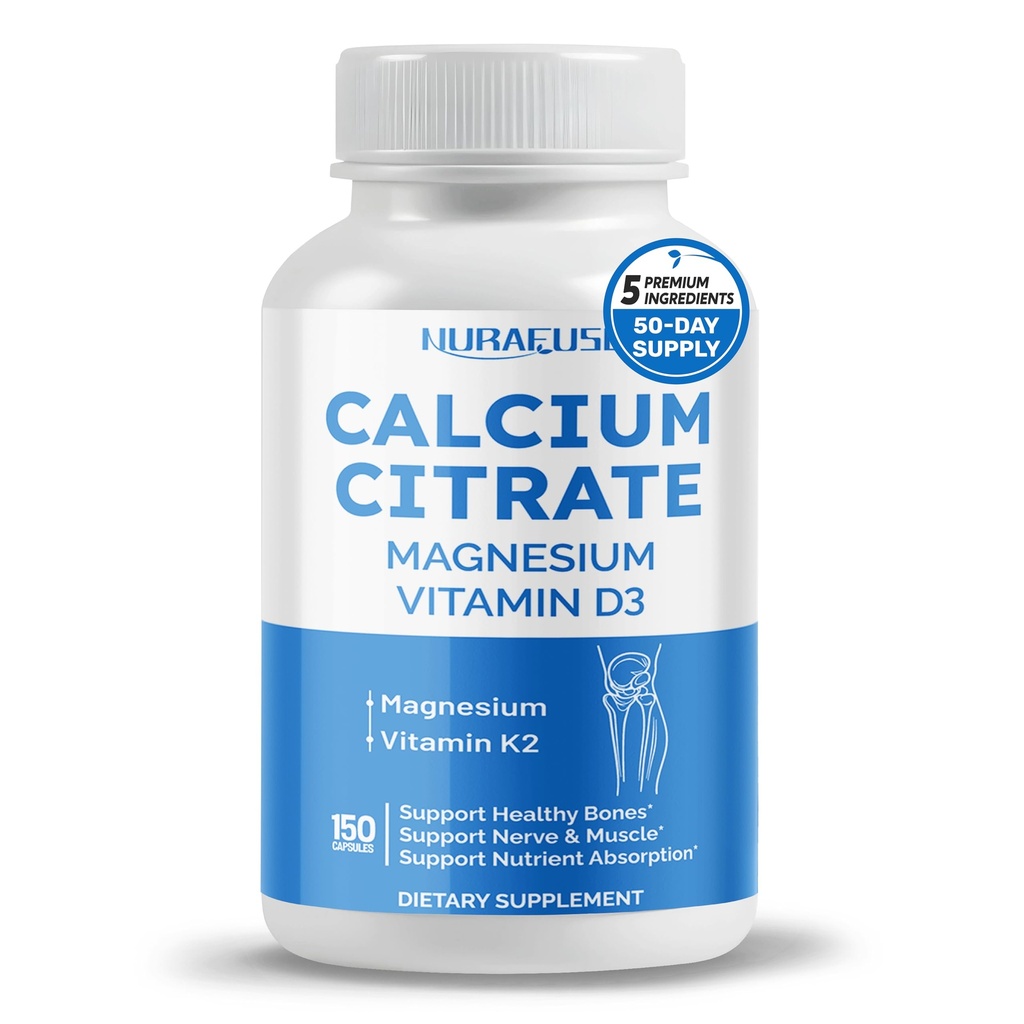 Kalsiyum Citrate Magnezyum D3 - Sağlıklı Kemikleri Destekleyin, Nerve & Kas, Abvitamin - ABD'de Yapılan ve Test Edildi
