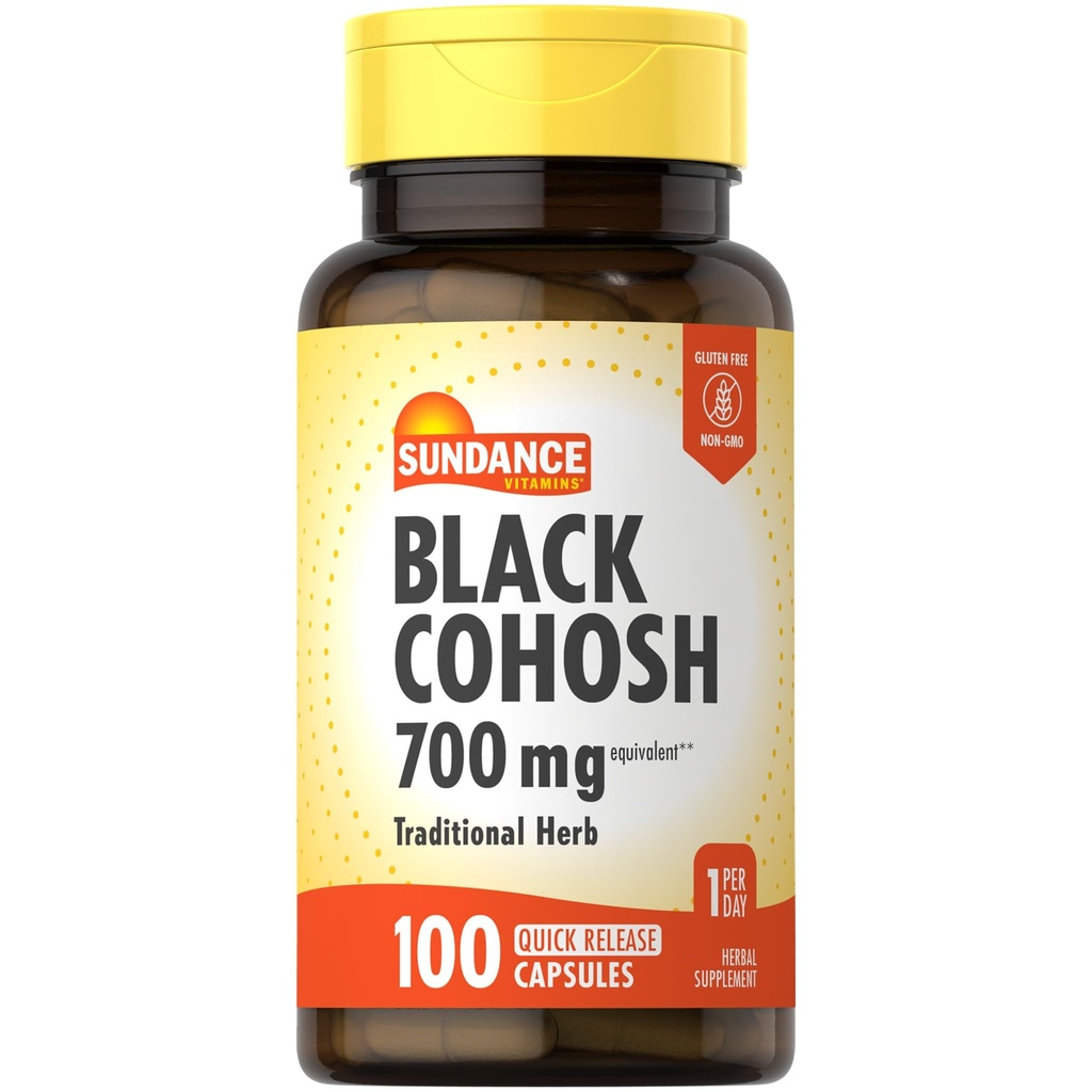 Sundance Black Cohosh 700 mg | 100 Hızlı Yayın Kapsülleri | Geleneksel Herb | Non-GMO ve Gluten Ücretsiz Supplement