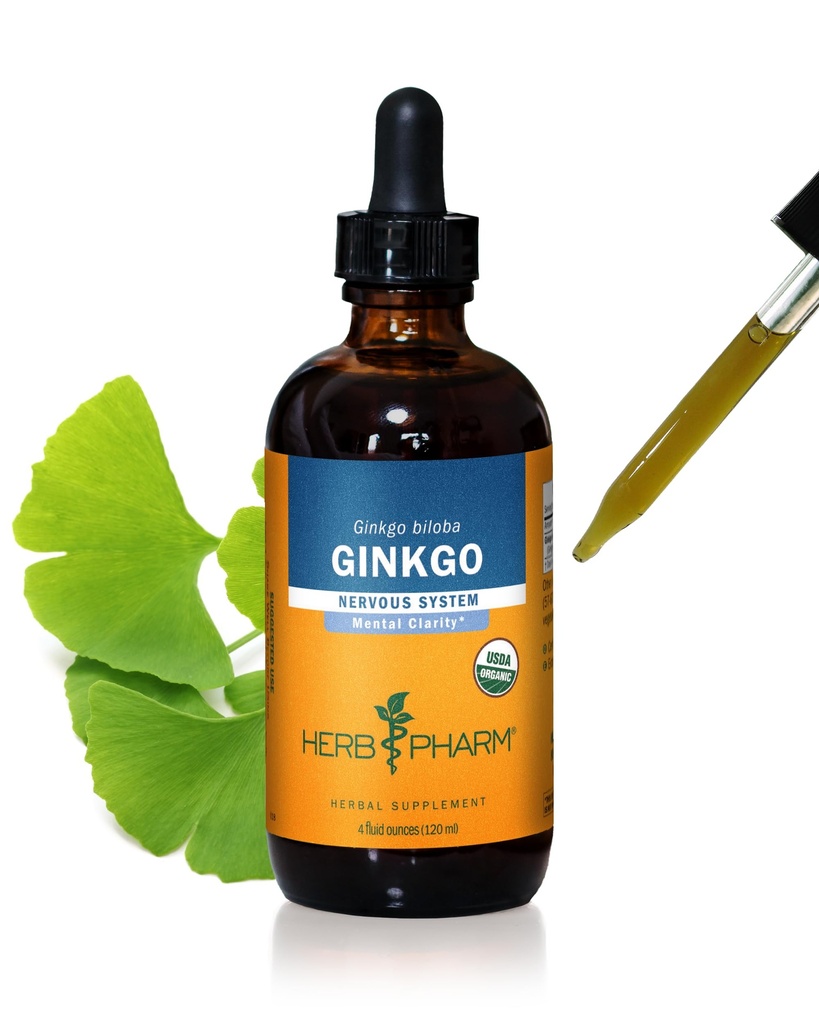 Herb Pharm Memory ve Concentration için Organik Ginkgo Sıvı Türlemeyi Onayladı - 4 Ounce