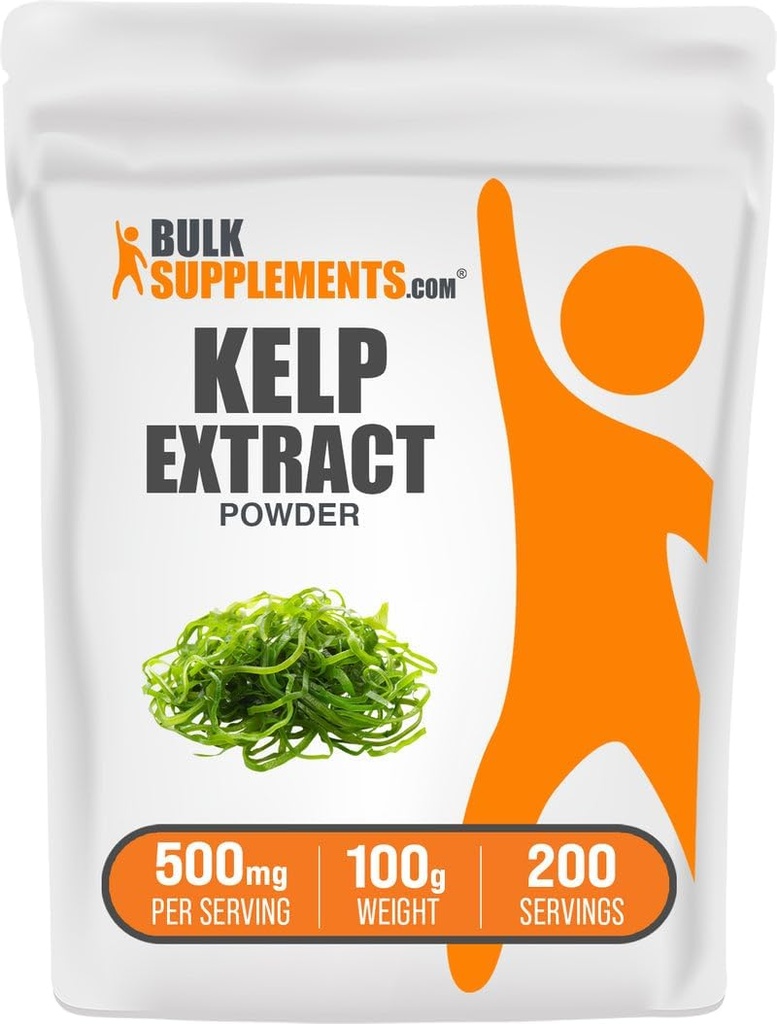 BulkSupplements.com Kelp Extract Toz - Kelp Supplement, Brown Seaweed Ekstraksiyon, Seaweed Toz - Gluten Free, 500 mg per Service, 100g (3.5 oz) (Paket 1)