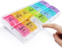 MOLN HYMY Büyük Pill Organizer 2 Zaman Bir Gün, AM PM Pill Box 7 Gün, 14 Bölücü 2 Hafta Tıp Pi, İlaçlar için Easy Push ile Organize Edecek, Vitaminler, Fish Oils, Supplements, Fish Oils, Supplements