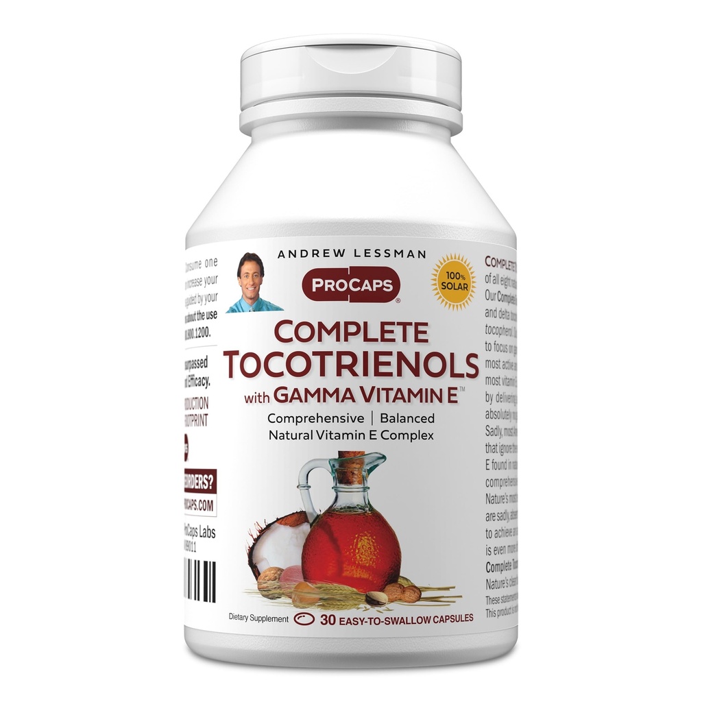 ANDREW LESSMAN, Gamma Vitamin E 30 Softgels ile Tam Tocotrienols - 8 Vitamin E (Alpha, Beta, Gamma, Delta Tocopherols ve Tocotrienols) Güçlü Anti-oksit. Katkı yok