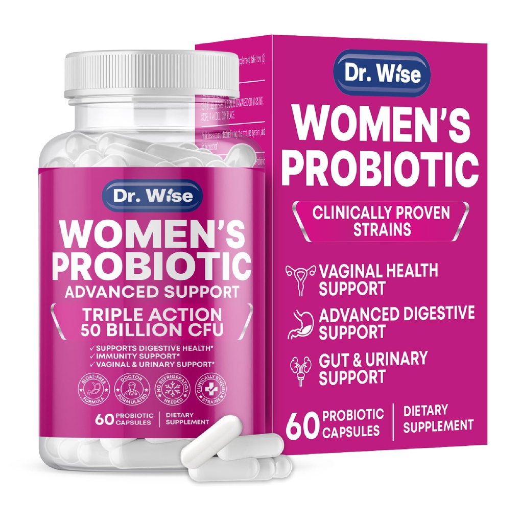 Kadınlar Probiyotik 50 Milyar CFU – Destekler Digestion, Bloating Relief, Vaginal Odor & PH Balance – Urinary Tract & Gut Health – Klinik Olarak Araştırmalı Strains – Non-GMO, 60 Capsules – Non-GMO, 60 Capsules