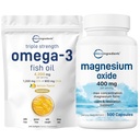 Mikro Malzemeler Omega-3 Fish Oil 4,200 mg & Magnezyum 400 mg Paket | Wild-Caught Fish, Lemon Flavored, Burpless | Elemental Form for Max Concentration