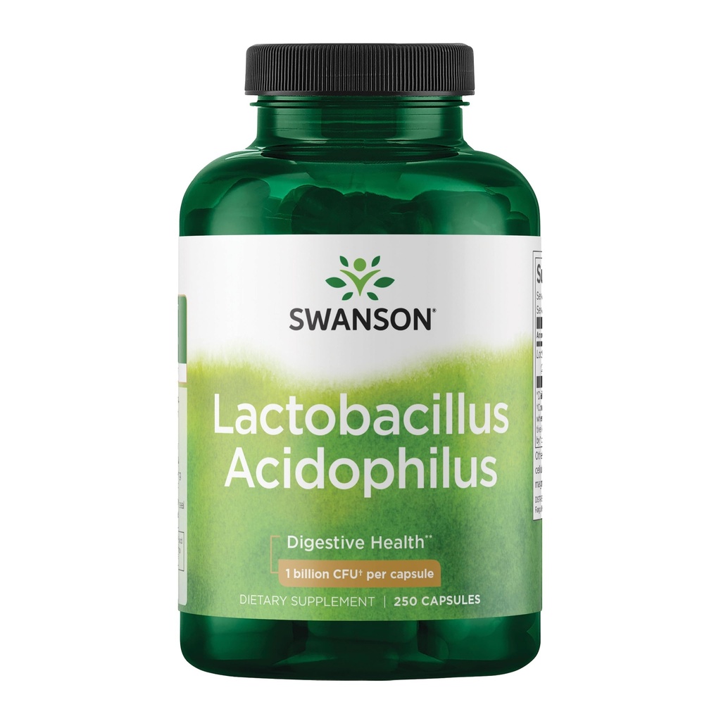 Swanson Lactobacillus Acidofilius Probiyotik for Yetişkinler Seeking Daily Digestive and Bowel Health Support with 1 Milyar CFU - Asit-Resistant (250 Capsules)